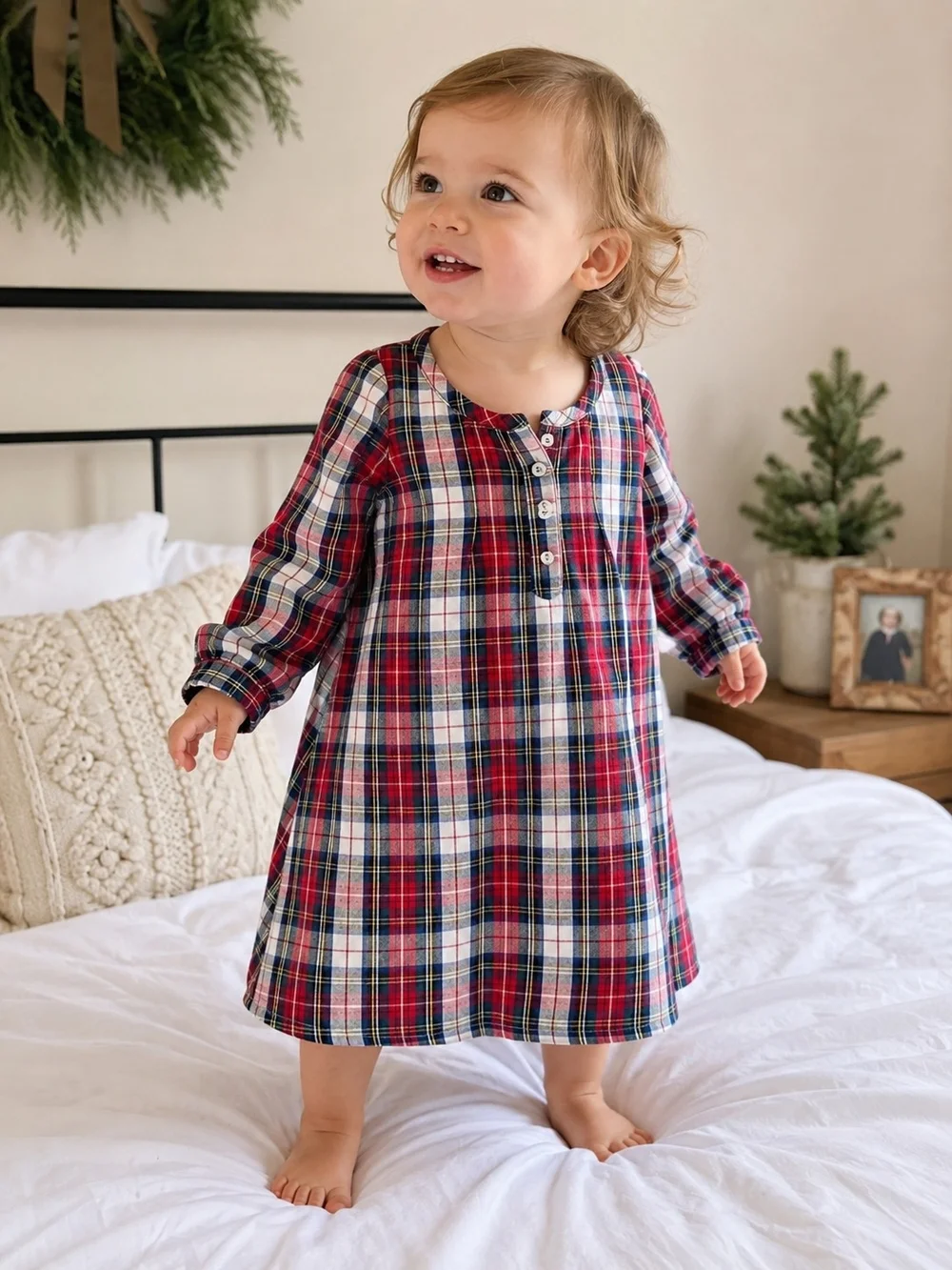 Petite Plume Baby Plaid Flannel Nightgown 12-18M Red Tartan Holiday Pajamas